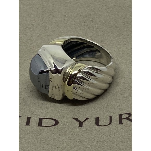 David Yurman - 14K Gold & Silver Noblesse Hematite Ring - size 3.25 - Picture 6 of 8